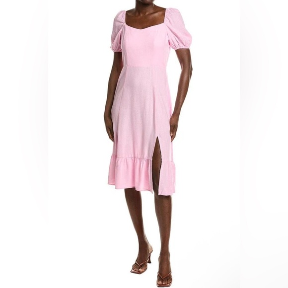 Ellen Tracy Sweetheart Linen Blend Midi Dress Size XL light pink - Picture 1 of 16